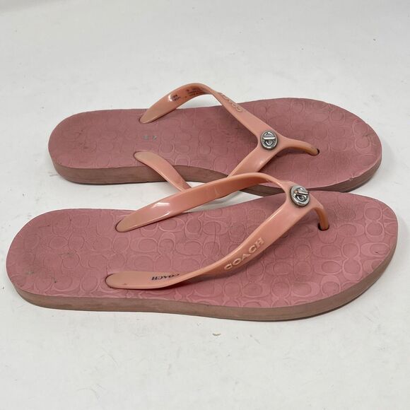 COACH Abbigail Rubber ROSE Turnlock Flip Flops Sz 7 - Picture 8 of 8